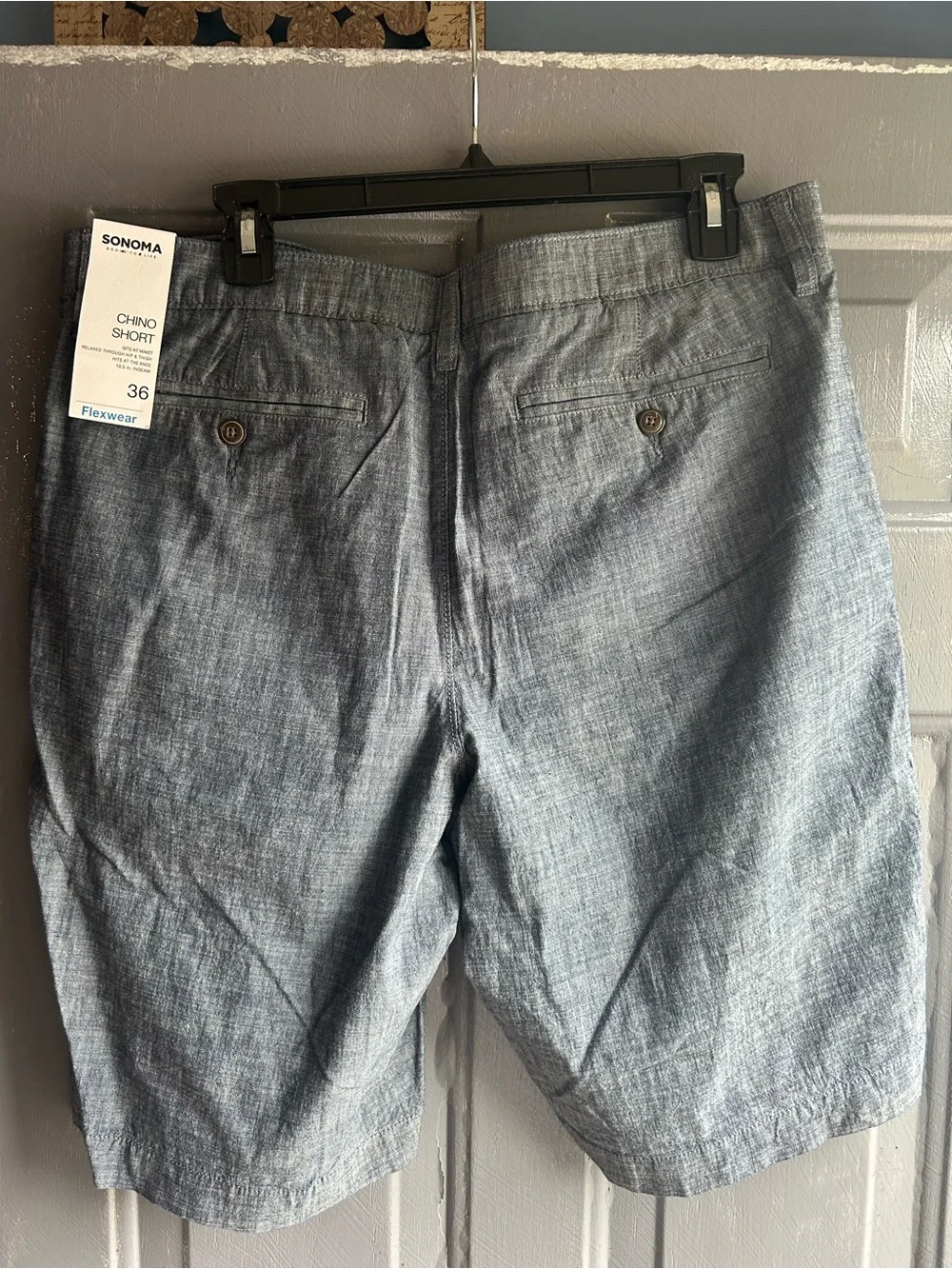 Sonoma Flexwear Men’s Size 36 Shorts Chino Shorts 10.5 Inch Inseam Gray NWT